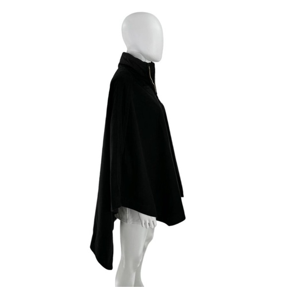 TUCKERNUCK Black High Neck Collared Poncho One Size Lagenlook Classic Minimalist - Picture 5 of 5